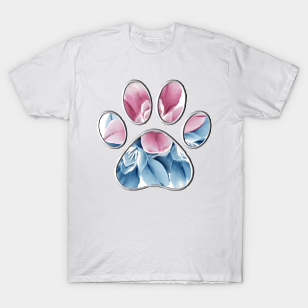 Paw with Flower Background T-Shirt by m2inspiration